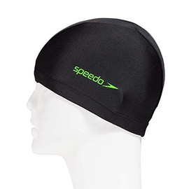 Speedo SD97C41 Swim Cap, Tricot Cap, Unisex, Black/Green, One Size Fits All