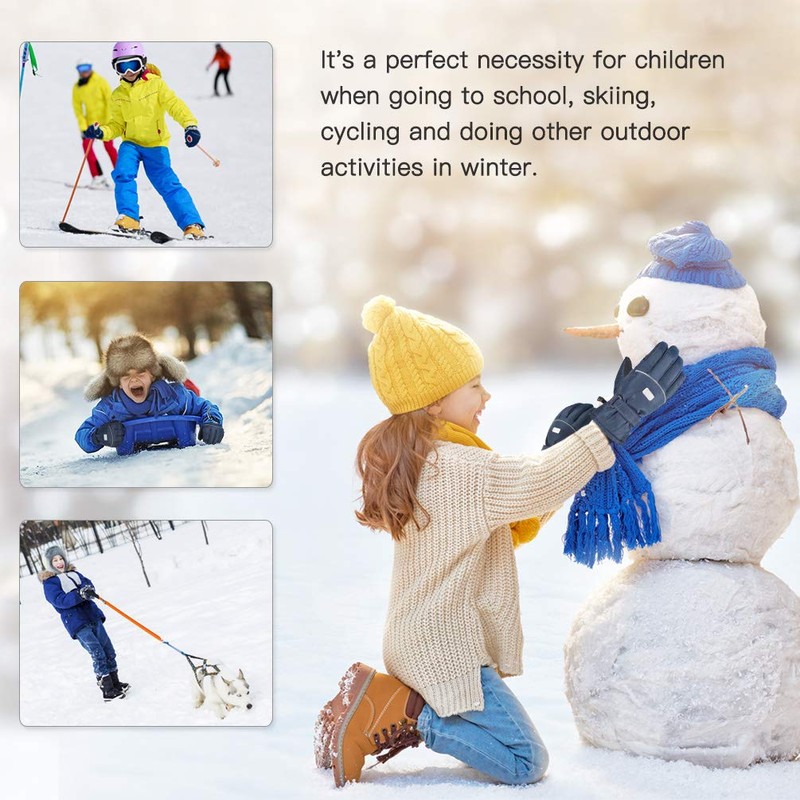 OOPOR Children's Winter Warm Waterproof Ski Gloves - Non-Slip Skating