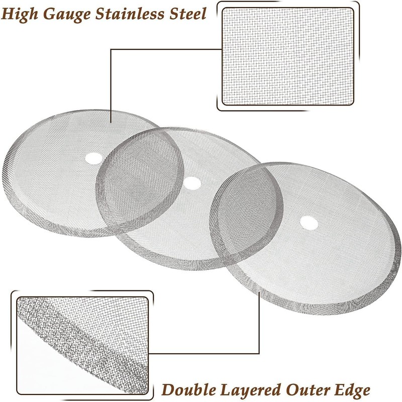 3 Pack 2.75inches Cafetiere Mesh Coffee Press Filter Mesh Replacement