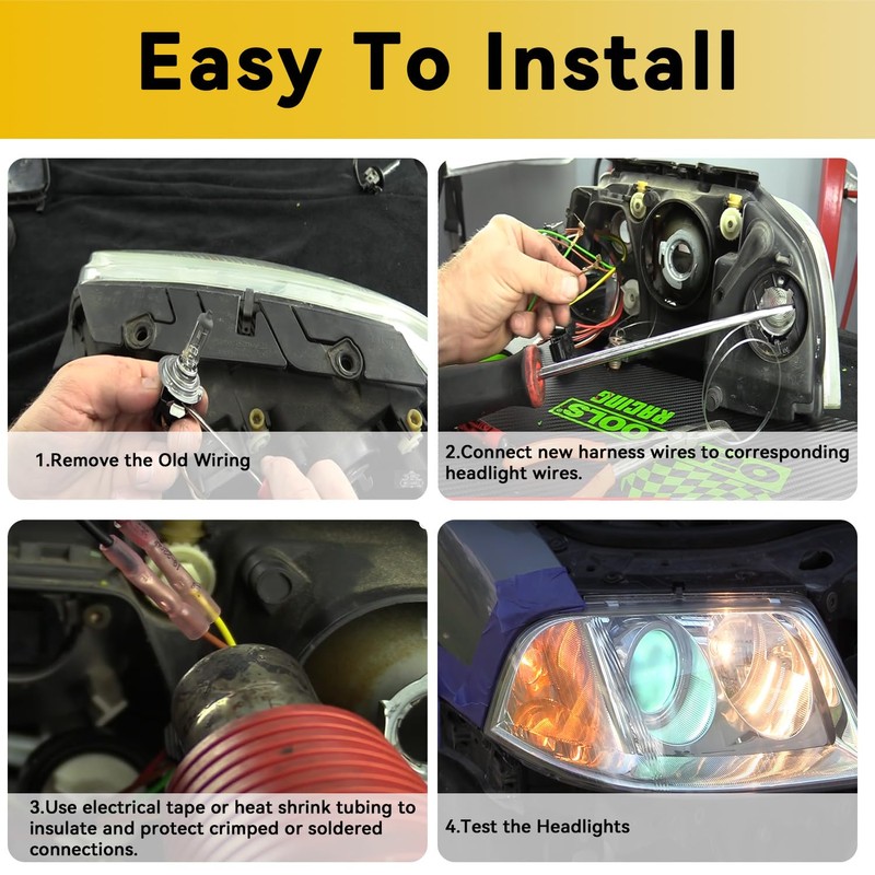 Headlight Wiring Harness Assembly Headlamp Socket Compatible with 2008-2014 Chevy