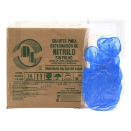 Guante Para Exploración Nitrilo Esteril Dl Caja Con 100 Pzs Azul G