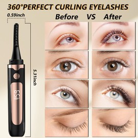 Heated Eyelash Curlers, Dust2oasis Heated lash Curler Best Seller Electric Eyelash Curler with Comb LED Display 4 Temp Settings for Makeup Tools USB Rechargeable Natural Curling 24H Long Lasting