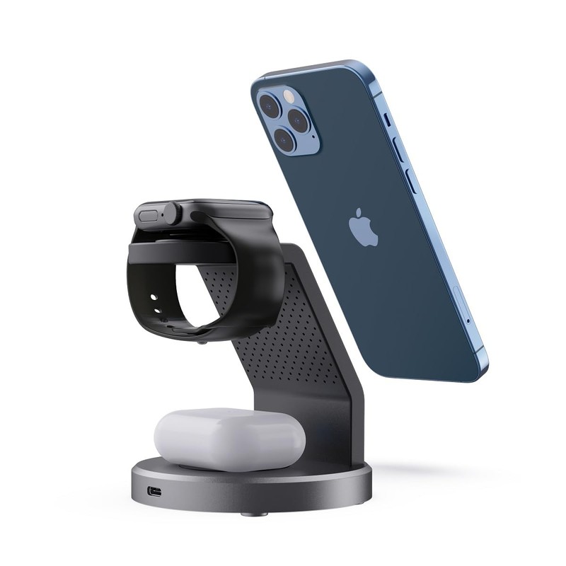 Magnetic Wireless Charger Stand 3 in 1 Black L-MG3IN1-BK
