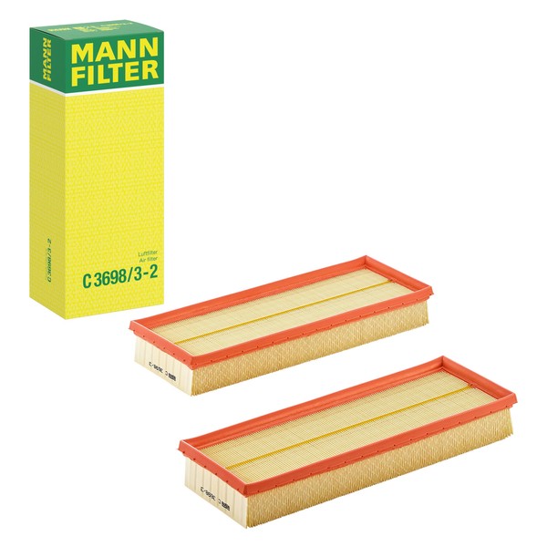 Mann Filter C 3698/3-2 Air Filter Element, (Set of 2)