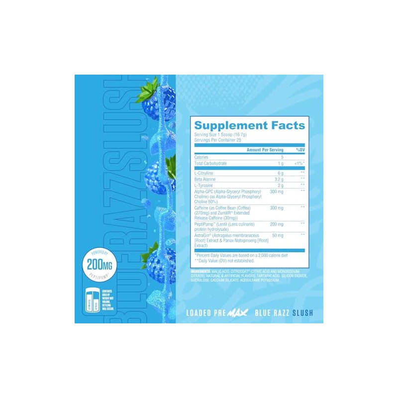 RYSE Loaded Pre Max – Blue Razz Slush – 25