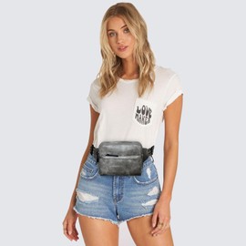 LATMAP 3L Fanny Pack Crossbody Bags for Women Men 4-Zipper Pockets Belt Bag Sling Waist Pack Faux Leather Chest Bag Purse Grey