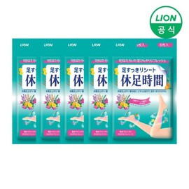 Lion Kyusoku Jikan Cooling Sheets 6 Sheets x 5 Packs (Total 30 Sheets) / 라이온 휴족시간 쿨링시트 6매입 X 5개 (총30매)