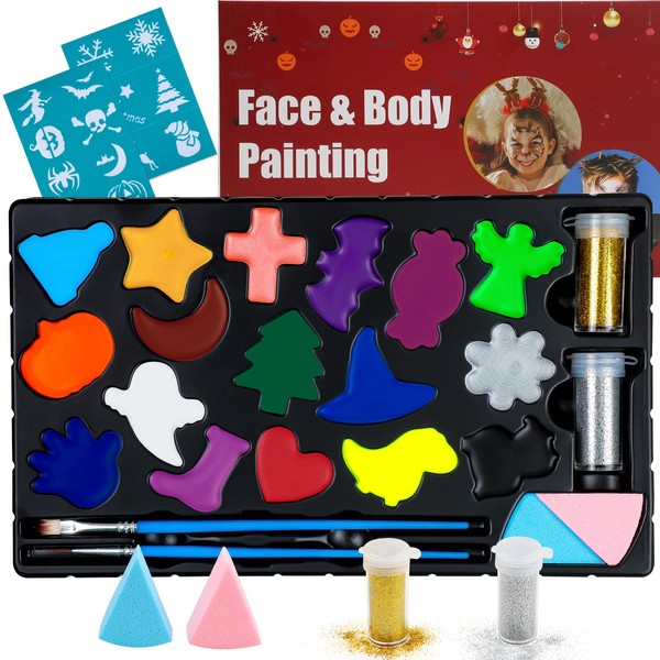 MooMoo Baby Face Painting Kit for Kids 17 Color Professional