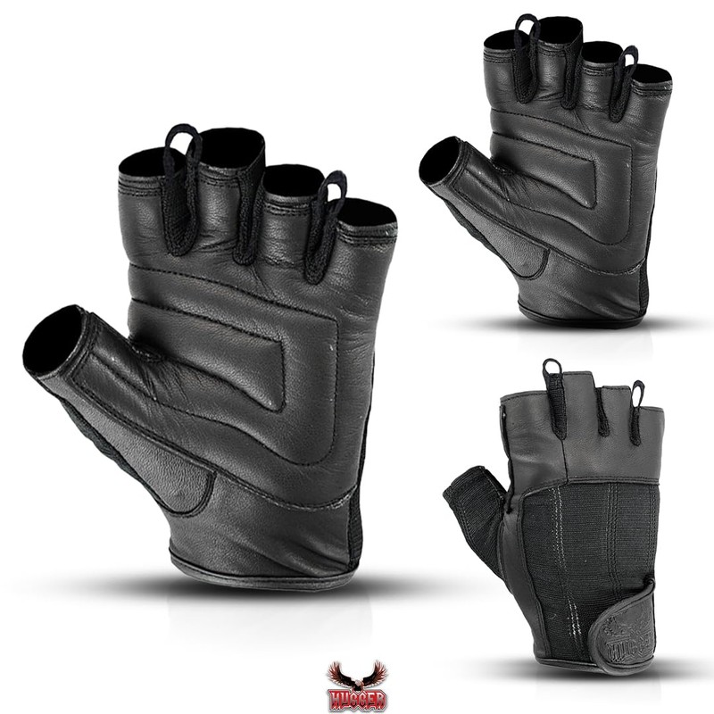 Hugger Men's Super Soft Deer Soft Fingerless Leather Summer Touring