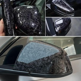 Lypumso Black Forged Carbon Fiber Vinyl Wrap, High Gloss Car Wrap Vinyl Film with Bubble Free Air Release Technology DIY Auto Decoration Sticker 1ft x 10ft