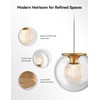 Tubicen Glass Globe Pendant Light Double-Shade LED Dimmable Mid Century