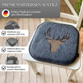 kontor28® - Seat Cushion Felt Handmade in Germany | Seat Cushion Chair 37.5 x 37.5 cm Made of rPET Felt Extra Soft and Robust Padding | Seat Cover Chair for Indoor and Outdoor Use | Anthracite Set of