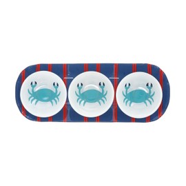 Pavilion Gift Company - Crab - 11" Serving Tray With Three 2 Oz Bowl Set Vintage Beach Boat Waterfront Ocean Seaside Kitchen Decor Serveware