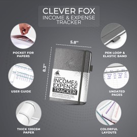 Clever Fox Income & Expense Tracker – Accounting & Bookkeeping Ledger Book for Small Business – Income & Expense Record Notebook with Receipt Pocket – Undated, A5, 5.8″ x 8.3″, Hardcover(Silver Black)
