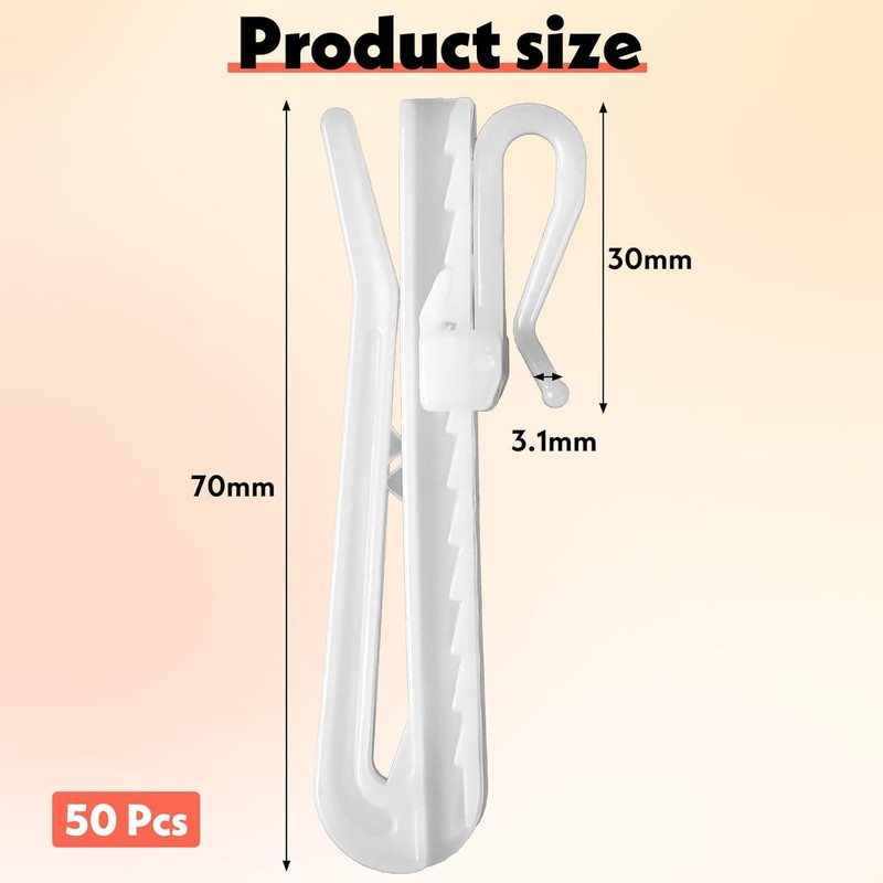 Curtain hooks adjustment hooks 75mm 50 white checked (85)