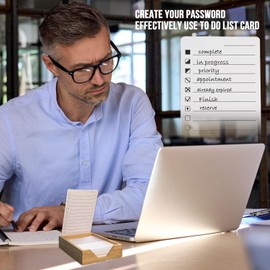 Daily To Do List Planner, Daily ToDo Checklist Cards and Bamboo Stand, 50 To Do Cards, Productivity System Planners Notebook for Work Office Accessories