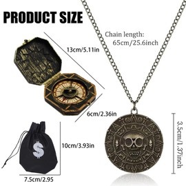 Scinzene Pirate Jewellery Set, Toy Compass and Aztec Coins, Pirate Chain, Pirate Accessories for Carnival, Costumes and Decoration Set of 3, 1, 1