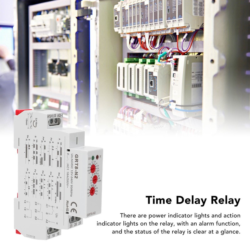Multifunctional Time Relay LED Indicator Rail Mounting Flame Retardant Delay