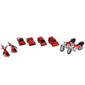 com-four® 15-teiliges Spielzeug-Autoset - Mini-Feuerwehr-Fahrzeuge zum Spielen und Sammeln - Spielzeug-Autos und Motorräder mit Zubehör (15-teilig - Feuerwehr)