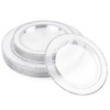 MATANA 40 Premium Clear Plastic Plates with Hammered Silver Rim