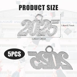 5pcs 2025 Graduation Tassel, Silver Tassels for Adult Graduation Cap Signet Year Senior Sash 2025 Tassel Charm for Graduation Cap Tassel