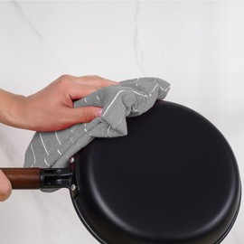 SCRUBIT Microfiber Kitchen Towels - 12" x 12" Microfiber Cleaning Cloth - Soft, Absorbent & Durable Dish Towels for Washing Dishes – Grey and White Microfiber Towel & Cleaning Rags (Grey & White, 8)