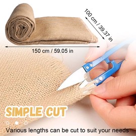 Natural Sack Linen, 1 m x 1.6 m Jute Fabric Sold by the Metre, Jute Table Runner Cut, Robust Jute Fabric for Sewing, Jute Table Runner, Jute Ribbon, 100% Jute Burlap Made of Natural Fibre, for Home