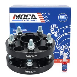 MOCA 25mm Wheel Spacer 5x114.3 Hubcentric Wheel Spacers (64.1mm Bore) - M12x1.5 Studs Compatible with Acura CDX ILX & for Honda Accord Vezel Civic (Black, Pack of 2)