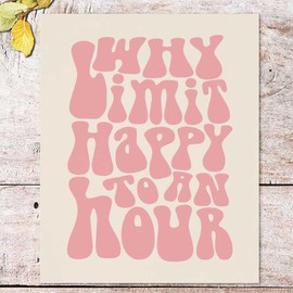 Why Limit Happy To An Hour, Retro Bar Sign, Funny Wall Art, Bar Decor, Bar Wall Art, Restaurant Decor, Office Wall Decor, Retro Style 80s Decor, Pink Wall Art, Bar Cart Wall Art (11x14 inches, Pink)