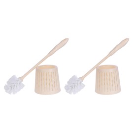 HMETOL Toilet Brush Wall Mount, Long Handle, Flexible Brush Head, Brush Holder Set, Bathroom Accessories Ventilation Slots Base, Household Essentials 2 Pack Yellow