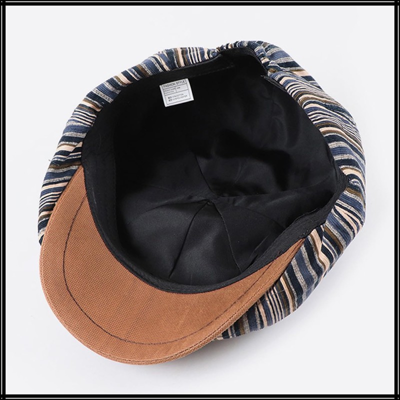 White Fang CA742 Striped Pattern Newsboy Hat, Cap, Hat, Running,