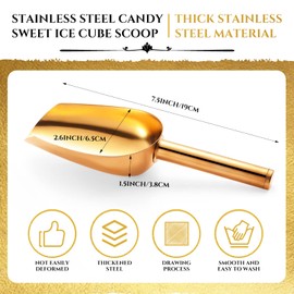 Roshtia 12 Pcs Gold Ice Scoops Stainless Steel Mini Scoop Candy Scoops for Kitchen Dispenser Buffet Jars, Scooping Coffee Bean, Sugar, Flour, Spice (5 oz)