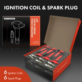 A-Premium (Red) Set of 12 Ignition Coil Pack and Iridium Spark Plugs Compatible with Toyota Tacoma 2005-2015, Tundra 2005-2011, 4Runner 2003-2009, Fj Cruiser 2007-2009, 4.0L, # 9091902248, 90919T2005