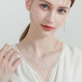 LWXIE Diamond Whale Necklace for Women 925 Sterling Silver Ocean Whale Pendant Necklaces Diamond Jewelry Gifts for Women Mom Wife