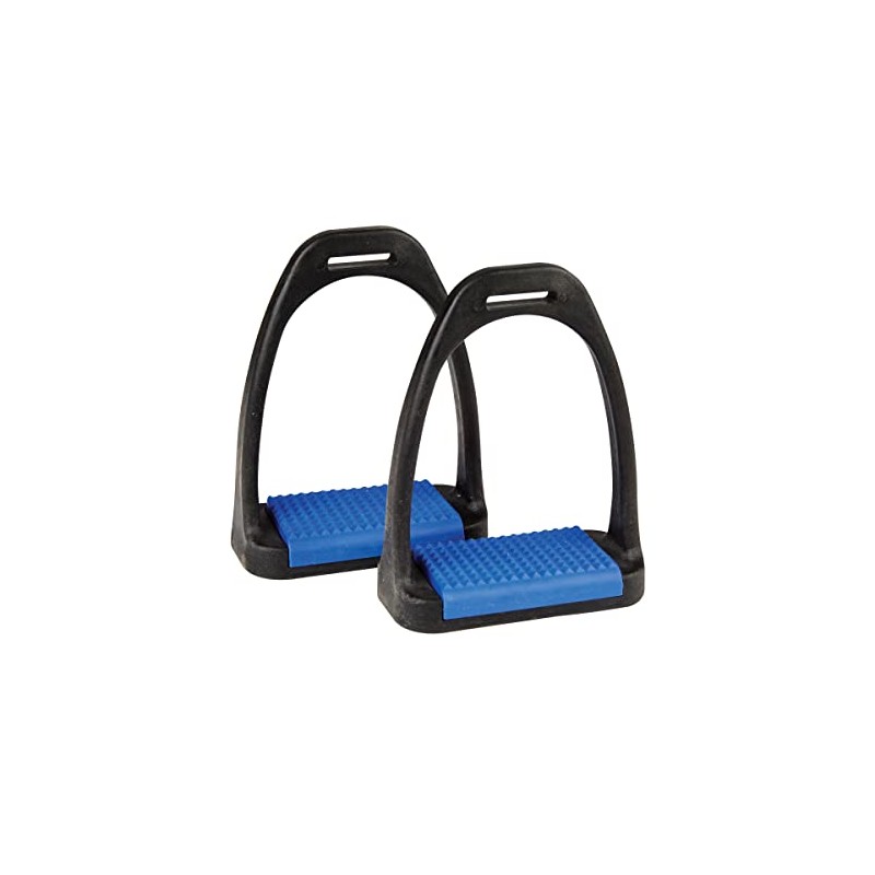 Korsteel Polymer Stirrup Irons with Coloured Treads, Blue, 4.5"