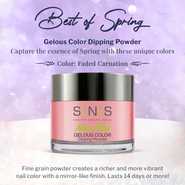 SNS Healthy Natural Nails SNS Nail Dip Powder, Gelous Color Dipping Powder - Faded Carnation (Pink/Rose, Cream), BOS15 - Long-Lasting Acrylic Nail Color & Polish Lasts 14 Days - Low-Odor & No UV Lamp Required - 1 oz