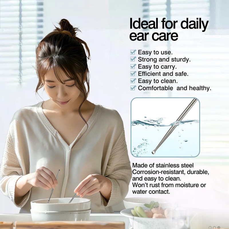 2pcs Stainless Steel Tonsil Stone Remover Tool + Ear Wax