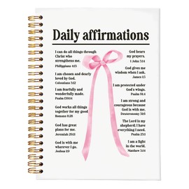 MOFUYU Bible Study Journal Supplies, Pink Bow Bible Notebook for Note Taking, Christian Journal for Women, Daily Affirmations Coquette Scripture, Cute Notebook for Bible Notes, 5.5x8.3 A5