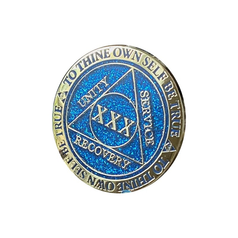 GORLENKE30 Year AA Medallion Reflex Blue Glitter Gold Plated Color