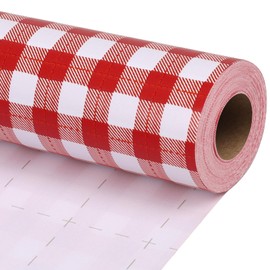 BIOBROWN Christmas Wrapping Paper Roll 17 Inch X 40 Feet (56.6 sq. ft. ttl.) Red Gingham Design Perfect for Christmas, Party, Xmas, Holiday Gift Wrap