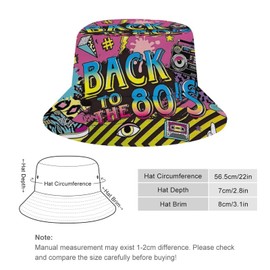 Back to The 80s Retro Bucket Hat for Women Men Packable Fisherman Hat Sun Cap Travel Outdoor Beach Caps