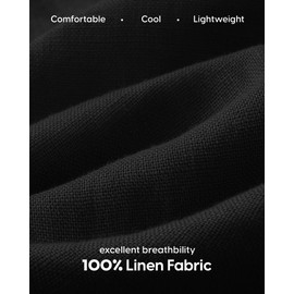 maamgic Mens Casual Linen Shorts 5 Inch Elastic Waist Drawstring Summer 2 in 1 Beach Shorts with Pockets Black-Black