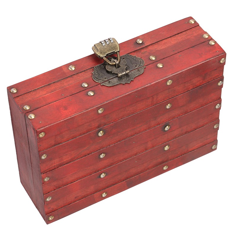 Antique Storage Box with Lock Wooden Document Box for Cosmetic
