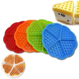 YYYFEI Waffelform, Waffel Antihaft Silikonform, Silikon Waffelform, 4 Stück Herzform Silikon Waffeleisen Backform 5 Mulden Pfannkuchen Muffinform