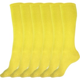 juDanzy 3 Pairs of Boys, Girls and Adult Solid Knee High Uniform Socks for School, Soccer, Football, AFO etc., Yellow, 4-6 Years