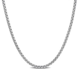 Men's Round Box Chain Necklace - Italian 925 sterling silver chain for men - cadenas de plata para hombre 925 italiana - 1MM - Unisex Design - 925 Sterling Silver, Yellow Gold Plated - Classic Link necklace (Round Box style - Silver - 1MM - 18")