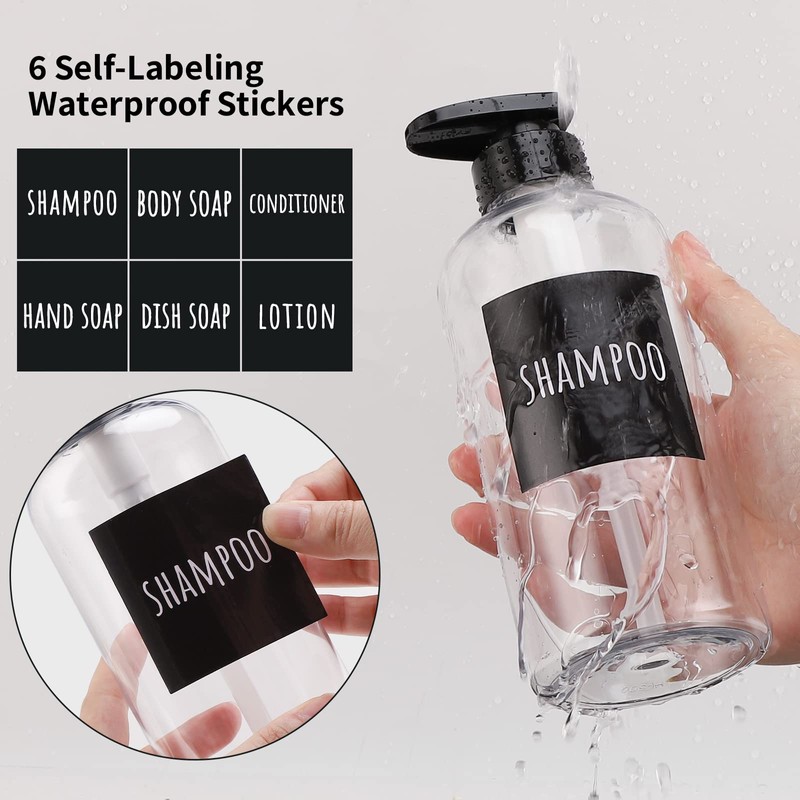Segbeauty Shampoo Bottles, Shower Gel Dispenser, Pack of 3, 500