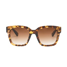 Piranha Glamour Square Women's Sunglasses with Demi Retro Frame and Brown Gradient Lens