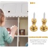 2Pcs Gold Miniature Candle Holders, 1/12 Scale Dollhouse Candlesticks Set