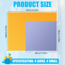 Rppiup 8PCS Miracle Shammy, Ultra-Absorbent Miracle Cleaning Shammy with 2 Sticky Hooks, Multi-Purpose Miracle Shammy Cloth, Lint Free Miracle Cleaning Shammy Cloths(4 Large Orange & 4 Small Blue)